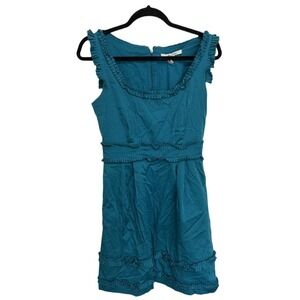 Max and Cleo Teal Blue Cotton Blend Dress Fit and Flare Cocktail Dress Size 8
